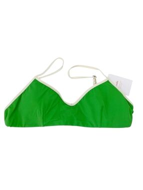 NWT Andie Swim The Bells Scoop Bikini Top Eco Nylon Varsity Green White Medium